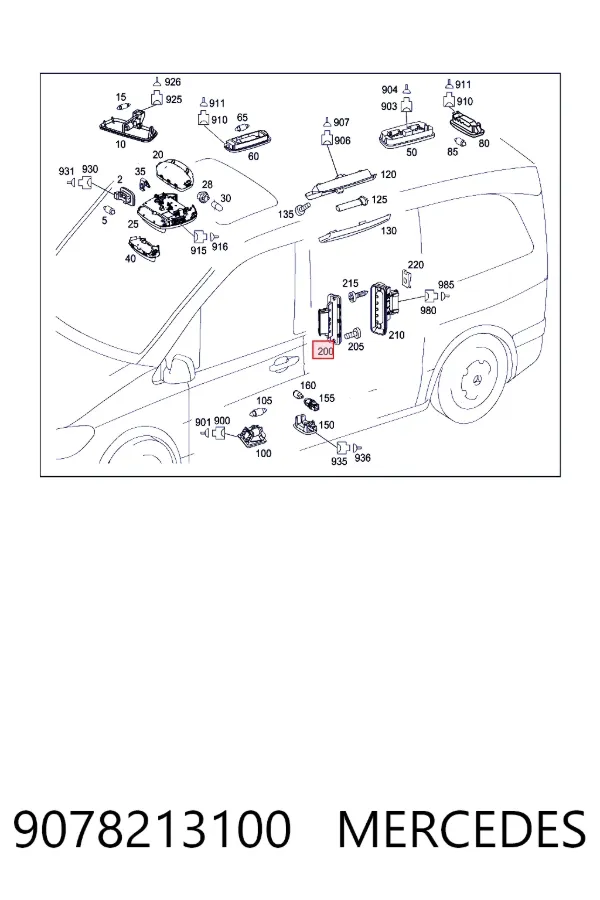 Interruptor de puerta corrediza en la carrocería 9078213100 Mercedes
