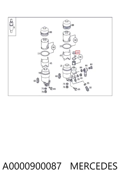 Tapa de la carcasa del filtro de combustible MERCEDES A0000900087