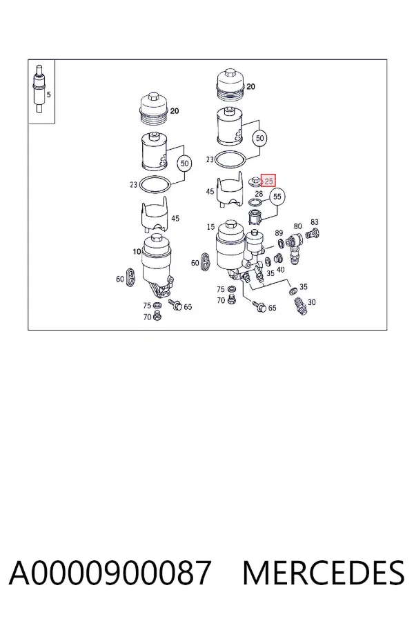 Tapa de la carcasa del filtro de combustible A0000900087 Mercedes