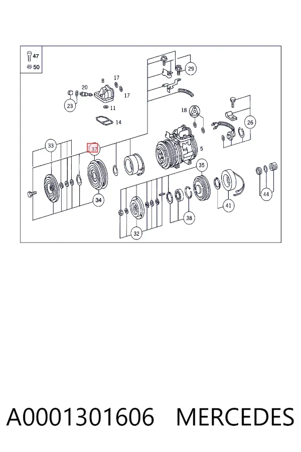 Polea del compresor de aire acondicionado A0001301606 Mercedes