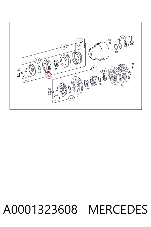 Polea del compresor de aire acondicionado A0001323608 Mercedes