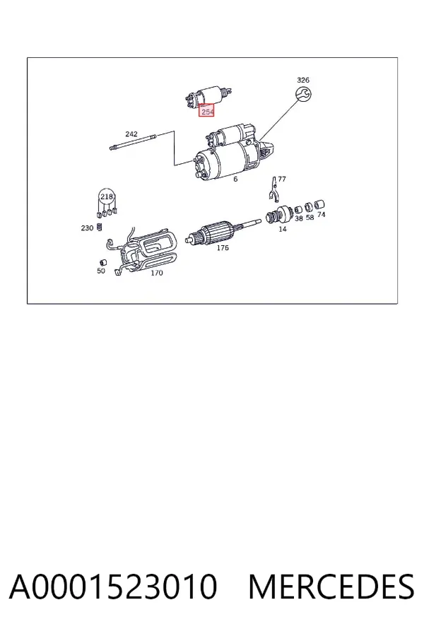 Solenoide de arranque A0001523010 Mercedes