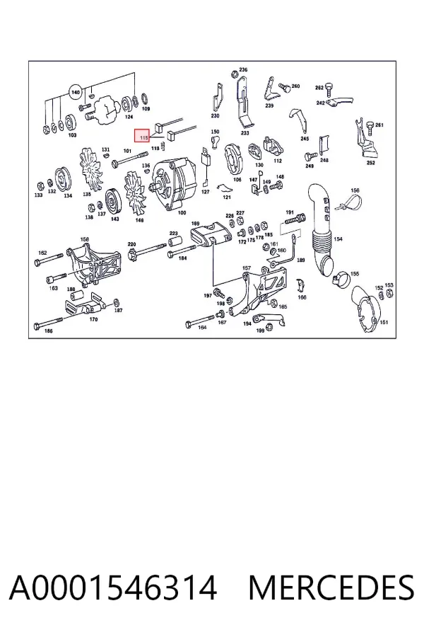 Escobillas alternador A0001546314 Mercedes