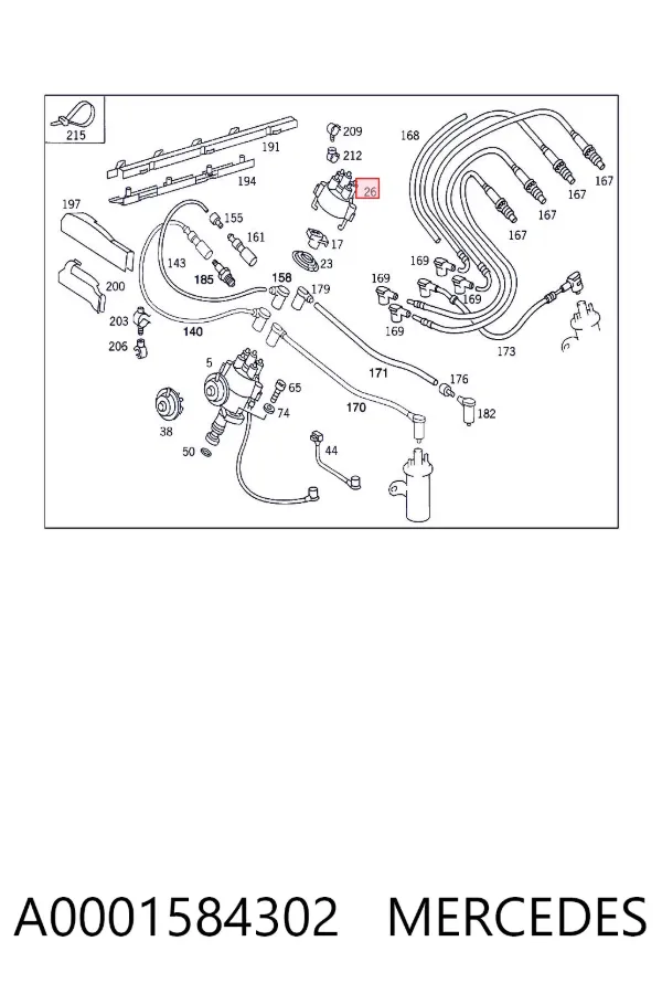 Tapa de distribuidor de encendido A0001584302 Mercedes