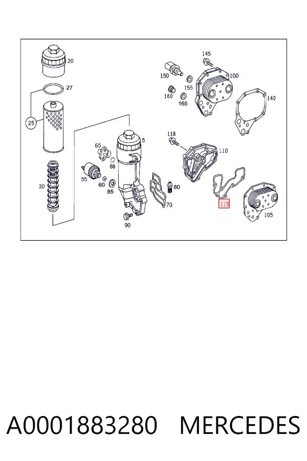 Junta de radiador de aceite A0001883280 Mercedes
