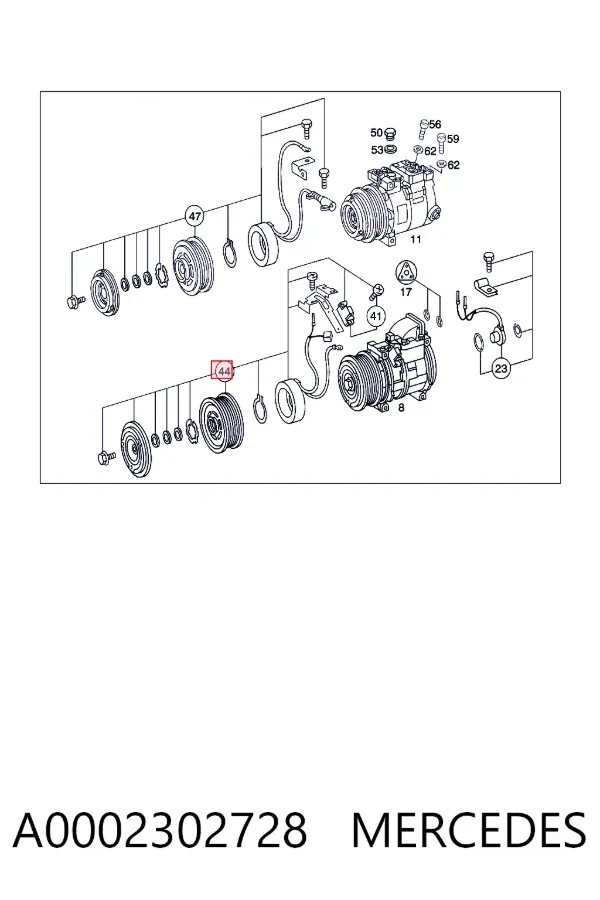 Polea del compresor de aire acondicionado A0002302728 Mercedes
