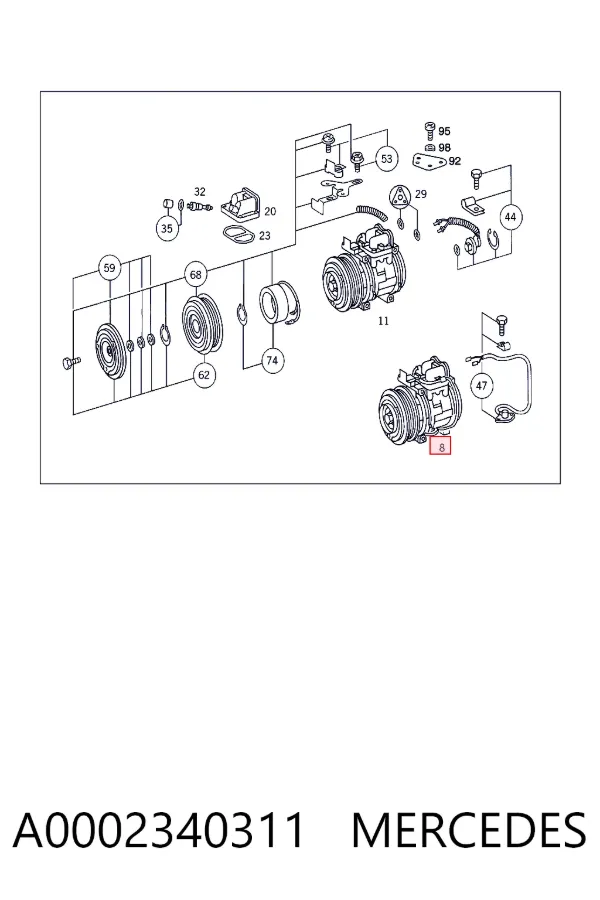 Compresor de aire acondicionado A0002340311 Mercedes