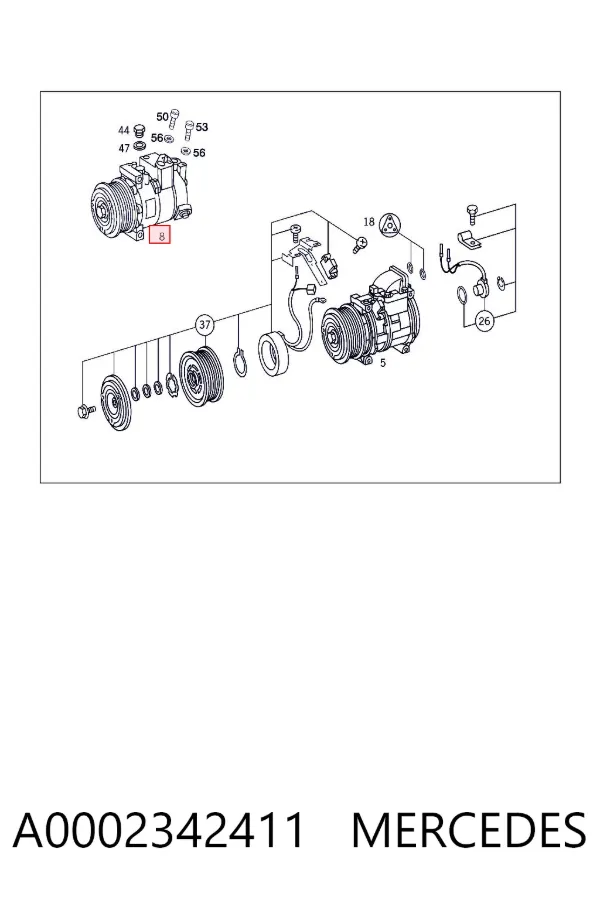 Compresor de aire acondicionado A0002342411 Mercedes