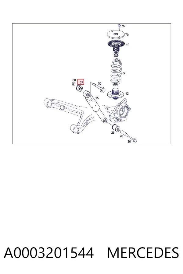 Silentblock amortiguador trasero A0003201544 Mercedes