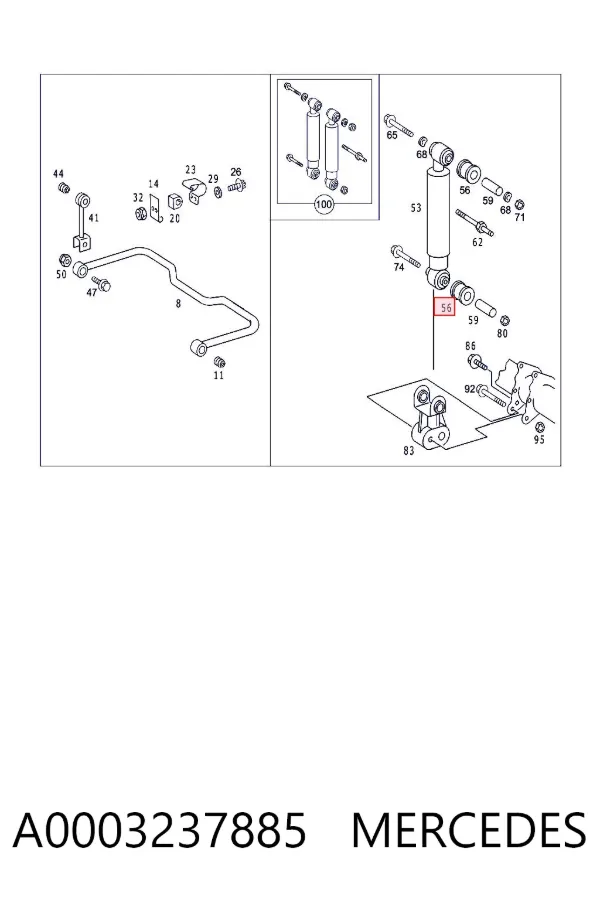 Silentblock amortiguador trasero A0003237885 Mercedes