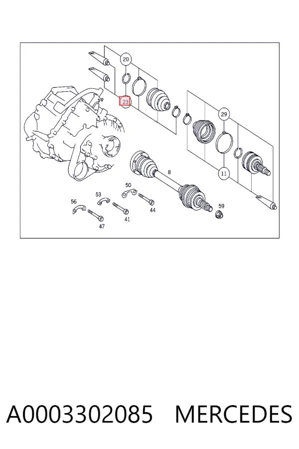 Fuelle de semieje delantero interior A0003302085 Mercedes