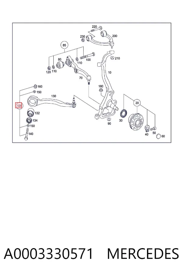 Perno de fijación del brazo de suspensión delantero superior A0003330571 Mercedes