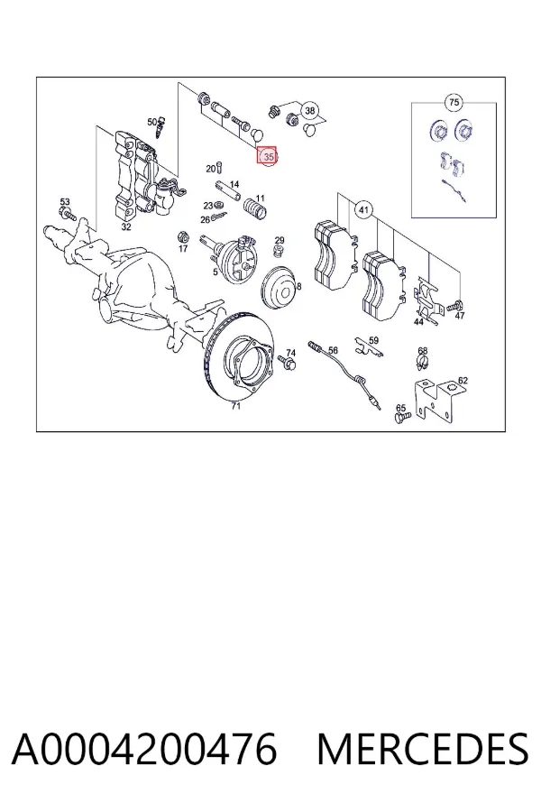 Kit de reparación de pinzas de freno A0004200476 Mercedes