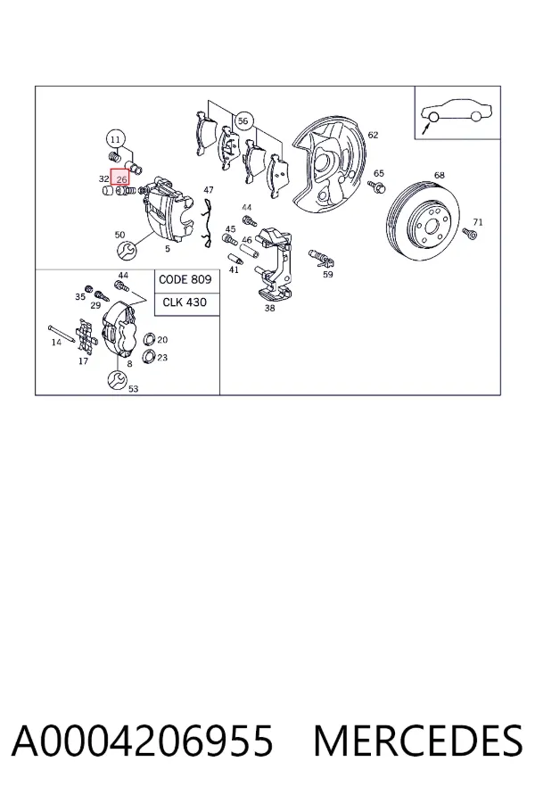 Válvula de purga de la pinza de freno delantera A0004206955 Mercedes