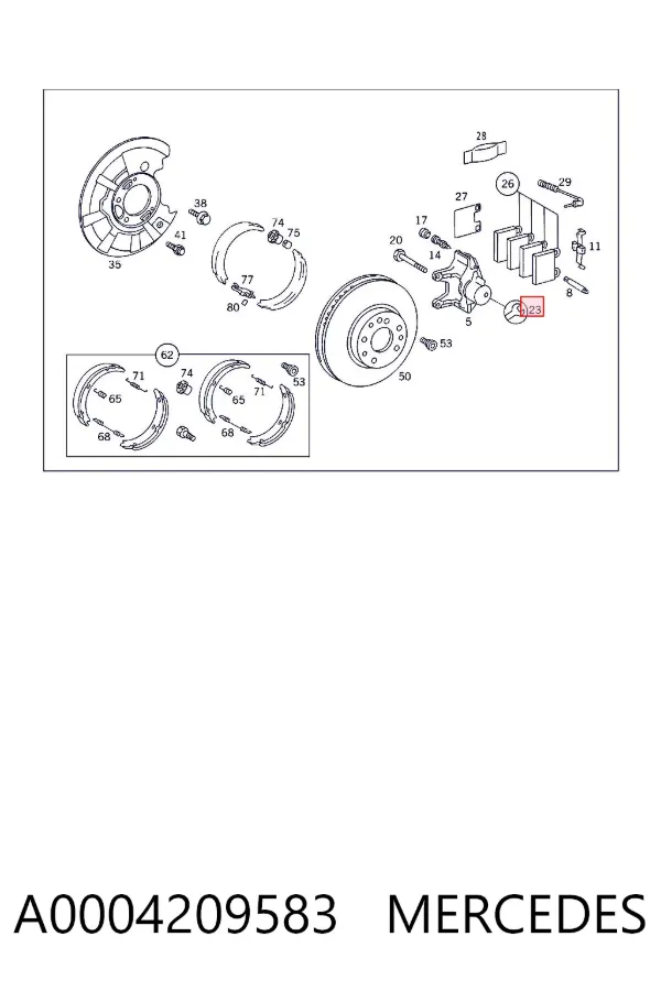 Kit de reparación de pinzas de freno trasero A0004209583 Mercedes