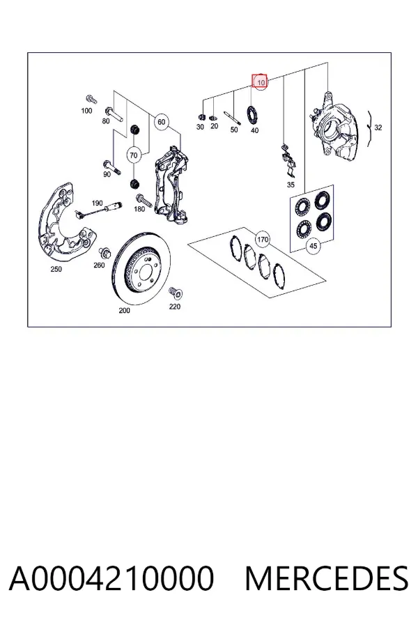 Kit de reparación de pinzas de freno A0004210000 Mercedes