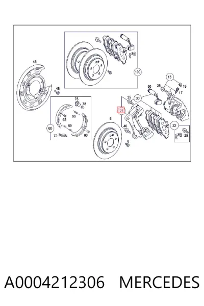 Soporte de la pinza de freno trasera MERCEDES A0004212306