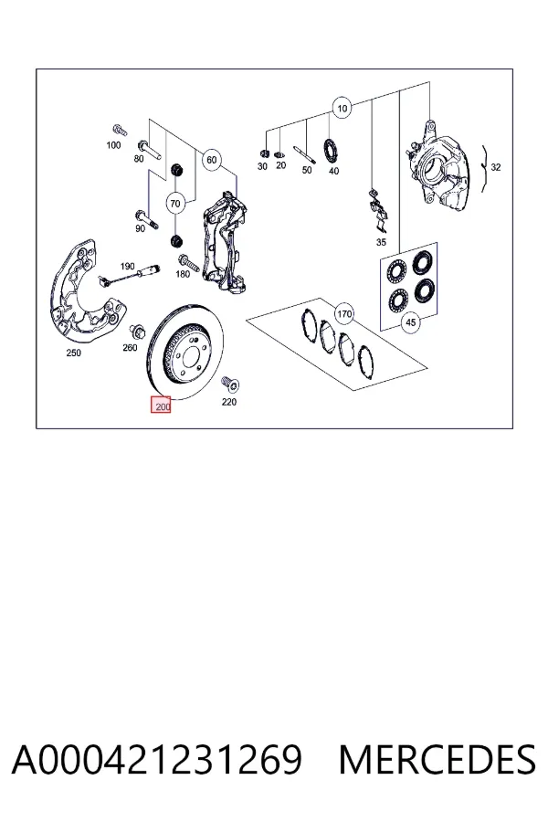 Disco de freno A000421231269 Mercedes