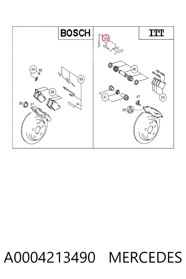 Kit de reparación de pinzas de freno trasero A0004213490 Mercedes