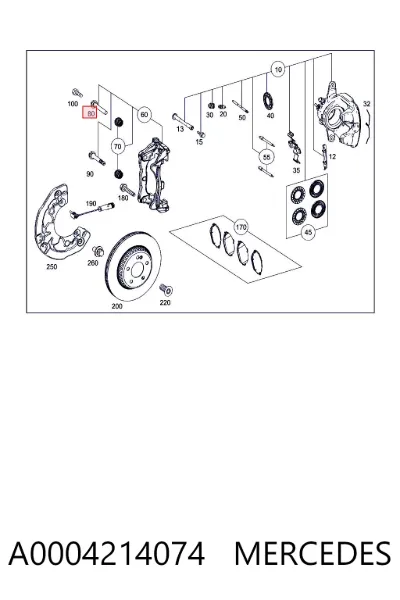 Guía de la pinza de freno delantera MERCEDES A0004214074