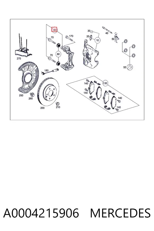 Soporte de la pinza de freno delantera A0004215906 Mercedes