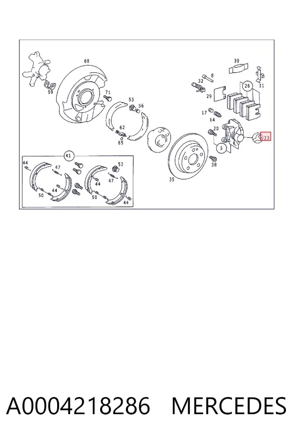 Kit de reparación de pinzas de freno trasero A0004218286 Mercedes