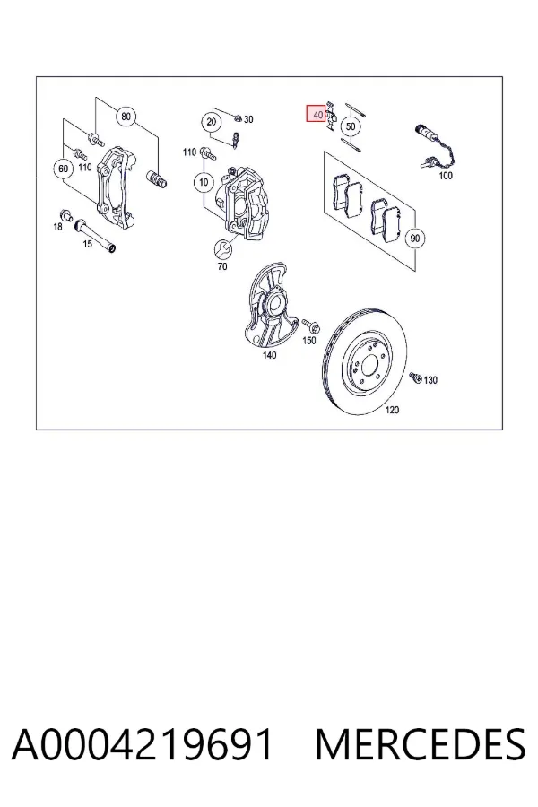 Juego de reparación de pastillas de freno A0004219691 Mercedes