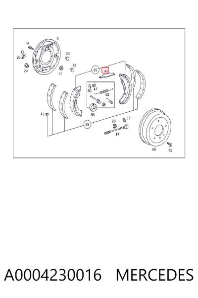 Kit de montaje de zapatas de freno traseras MERCEDES A0004230016