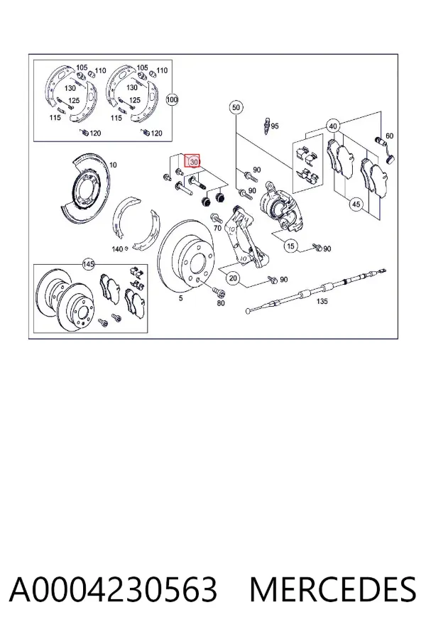 Kit de reparación de pinzas de freno trasero A0004230563 Mercedes