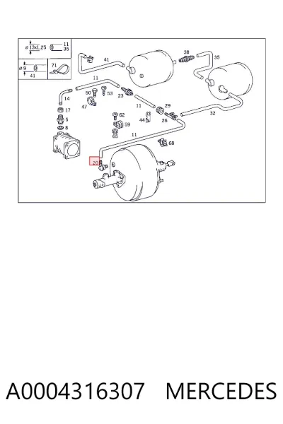 Válvula del servofreno MERCEDES A0004316307