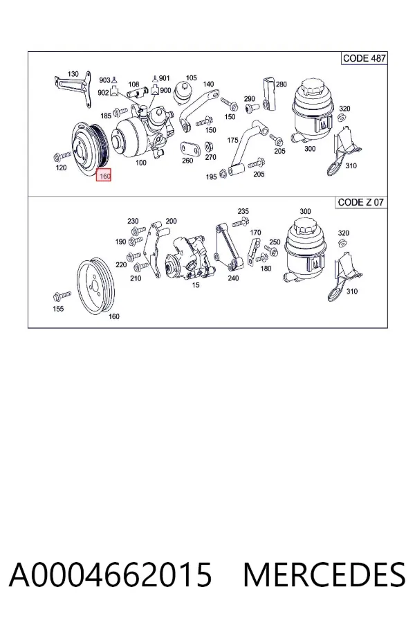Polea de la bomba de dirección asistida A0004662015 Mercedes