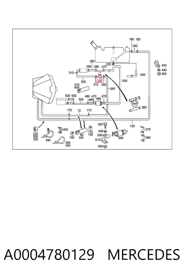 Válvula de aire secundario A0004780129 Mercedes