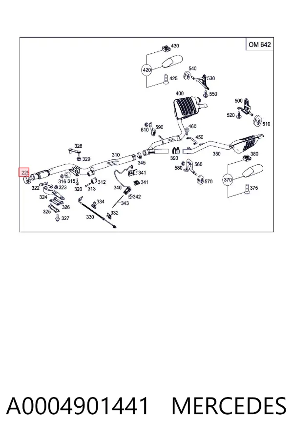 Abrazadera de sujeción delantera A0004901441 Mercedes