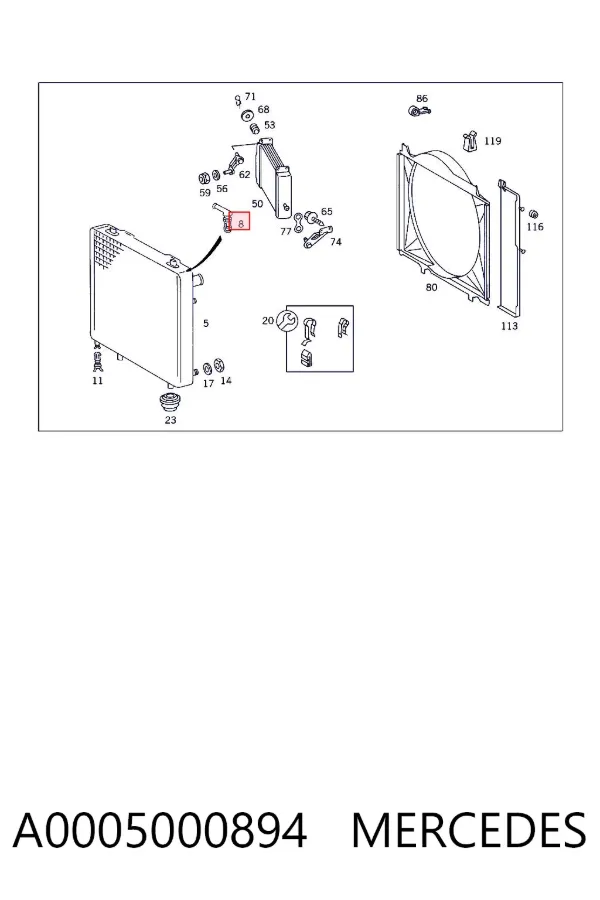 Racor de retorno del radiador A0005000894 Mercedes