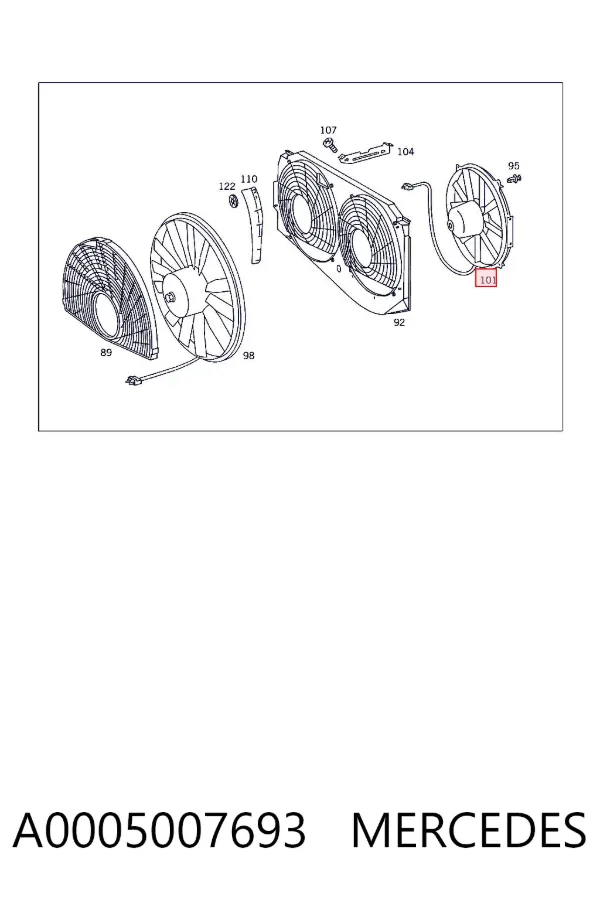 Ventilador eléctrico de refrigeración completo izquierdo (motor y hélice) A0005007693 Mercedes