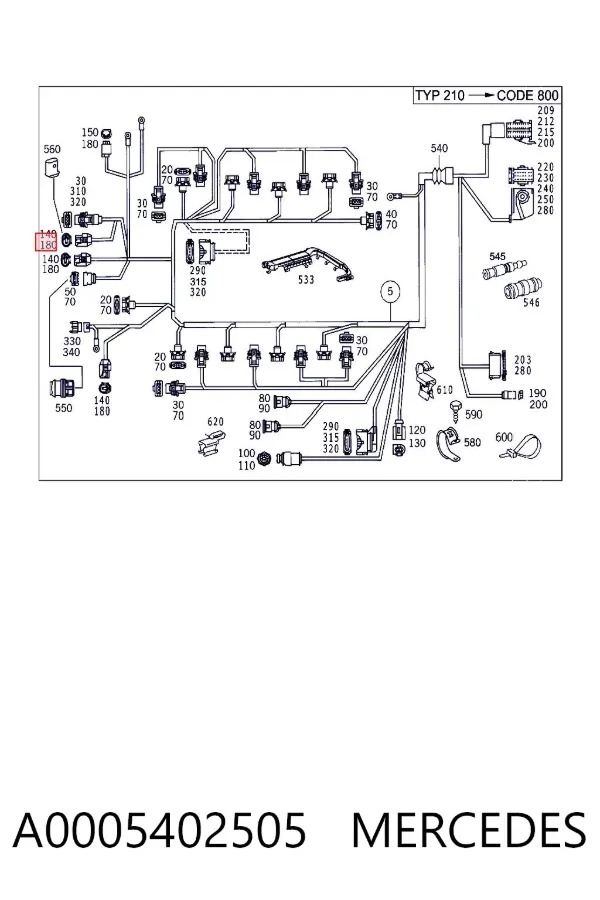 Terminal del cable A0005402505 Mercedes
