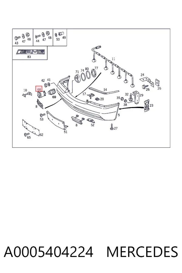 Soporte del sensor de estacionamiento delantero central A0005404224 Mercedes