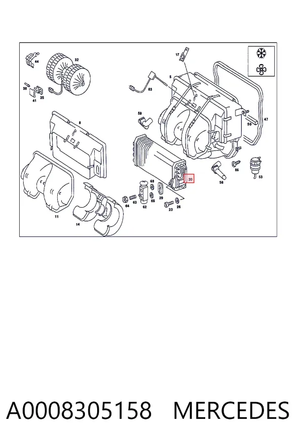 Evaporador de aire acondicionado A0008305158 Mercedes