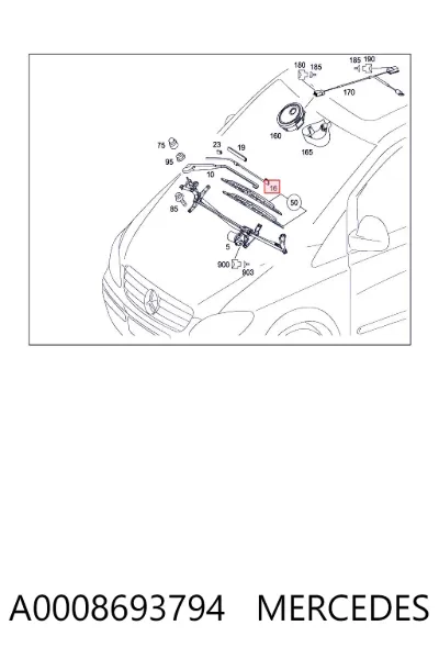 Manguera del lavaparabrisas MERCEDES A0008693794