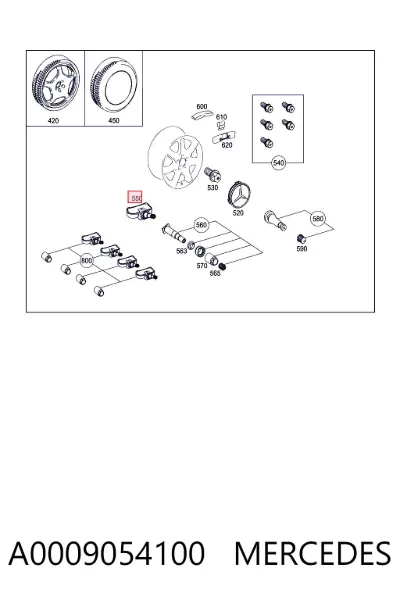 Sensor de presión de neumáticos MERCEDES A0009054100