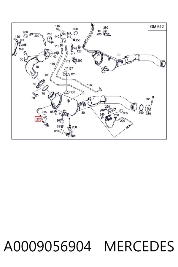 Sensor de temperatura de gases de escape del filtro de partículas A0009056904 Mercedes