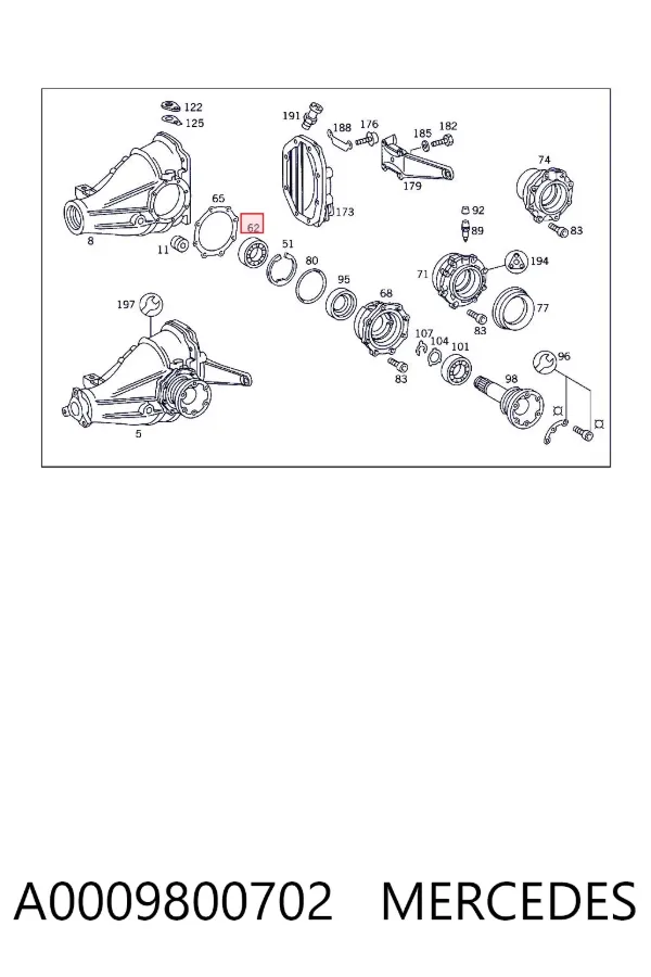 Cojinete interior del semieje trasero A0009800702 Mercedes
