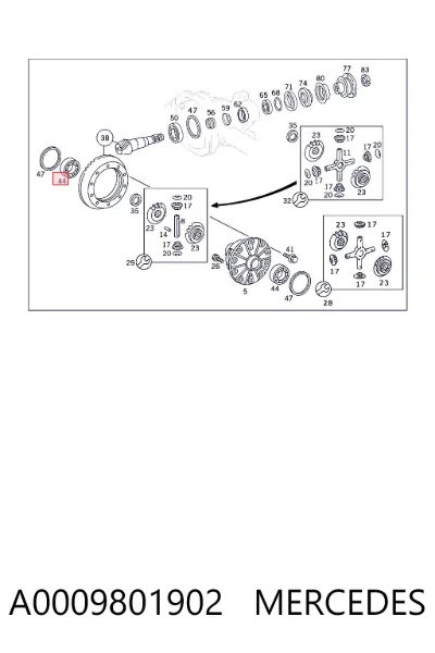 Cojinete del diferencial del eje trasero MERCEDES A0009801902