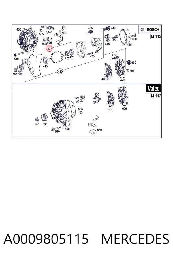 Rodamiento alternador A0009805115 Mercedes