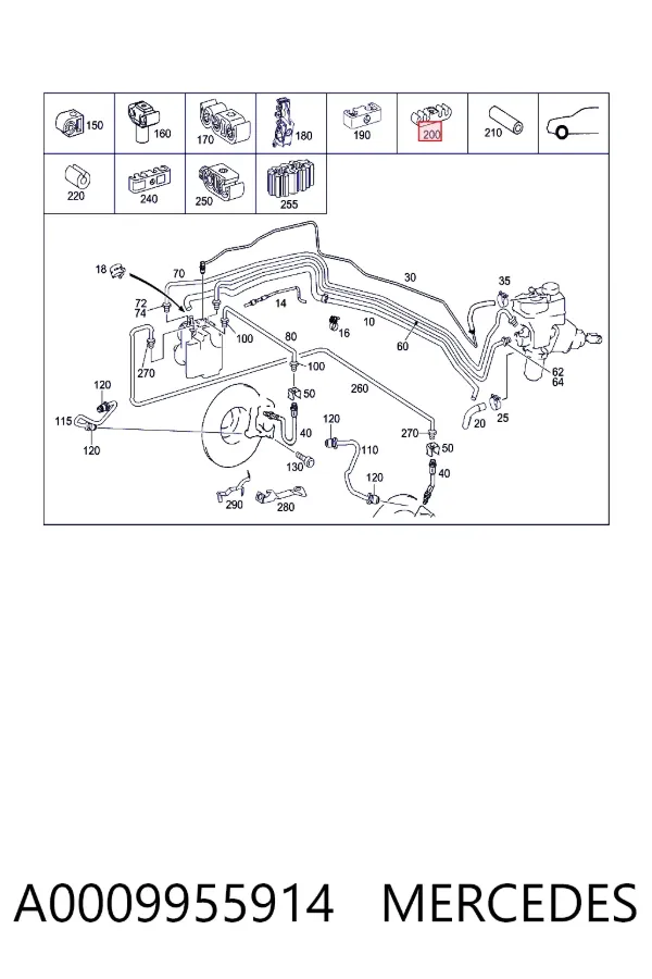 Abrazadera de tubo de freno A0009955914 Mercedes