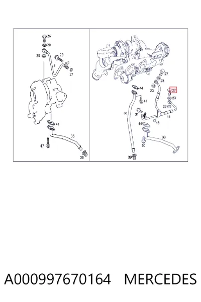 Perno de tubo de alimentación de aceite de turbocompresor MERCEDES A000997670164