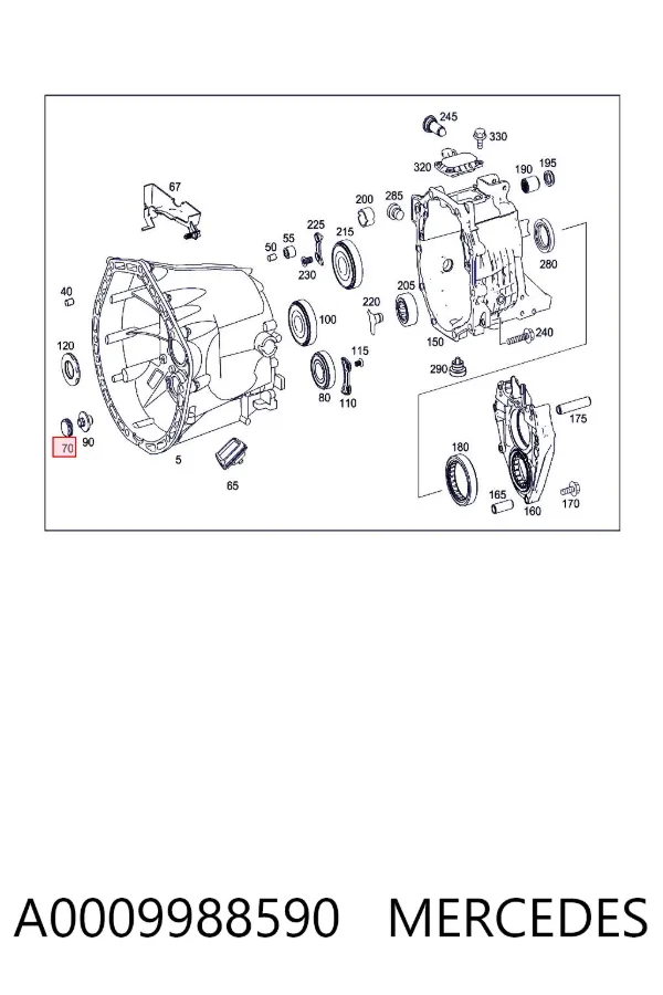 Tapón de la tapa trasera de la caja de cambios A0009988590 Mercedes