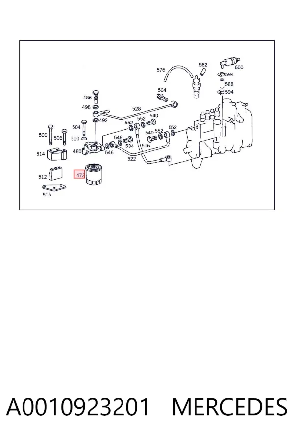 Filtro de combustible A0010923201 Mercedes