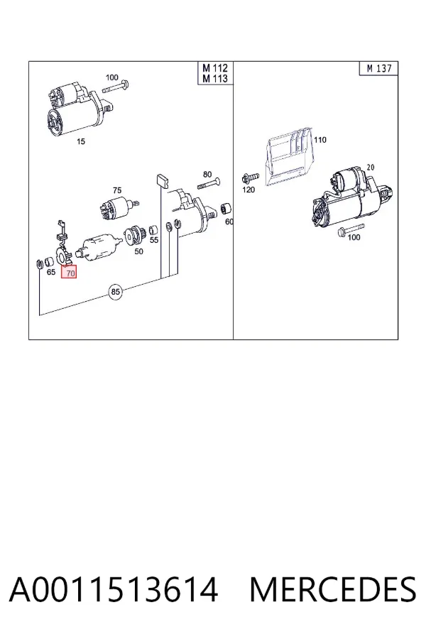 Portaescobillas motor de arranque A0011513614 Mercedes