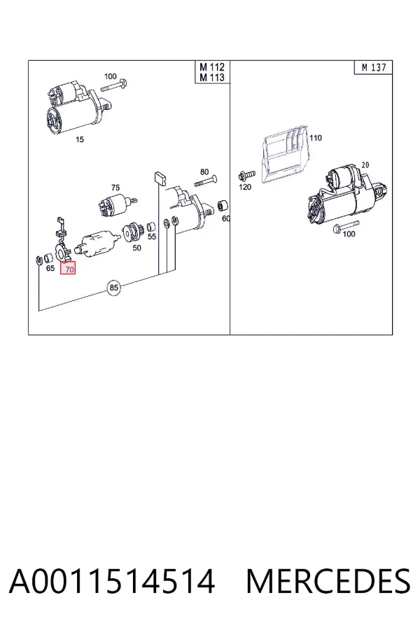Portaescobillas motor de arranque A0011514514 Mercedes